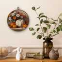 DILSJ Fall Pumpkin Round Wall Art Decor, Farmhouse Harvest Autumn Pumpkin Floral Canvas Wall Art Framed, Vintage Fall Hanging Decorations for Home Bedroom Living Room, 10x10 Inch