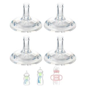 Sippy Straw Nipple for Dr. Brown's Wide-Neck Baby Bottles & Sippy Spout Bottles, Soft 100% Silicone Baby Bottle Sippy Straw Nipple, Variable Flow, 8m+, 4 Count