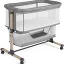 Cowiewie Bassinet Bedside Sleeper, Portable, Breathable, Adjustable Baby Bedside Bassinet for Peaceful Nights, Grey