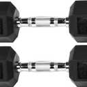Rubber Encased Hex Dumbbell, Multiple Sizes