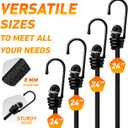 Black Bungee Cords with Hooks 24 inch - Bungie Cords Heavy Duty Outdoor 4 Piece Set UV Resistant