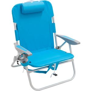 Rio Beach 2-Pack Wide Big Boy 4-Position Backpack Beach Chair with Pillow, Arms, and Storage Pouch, Lightweight Outdoor Portable Camping Chair with Carry Straps, Supports up to 300 lbs., Blue/Red