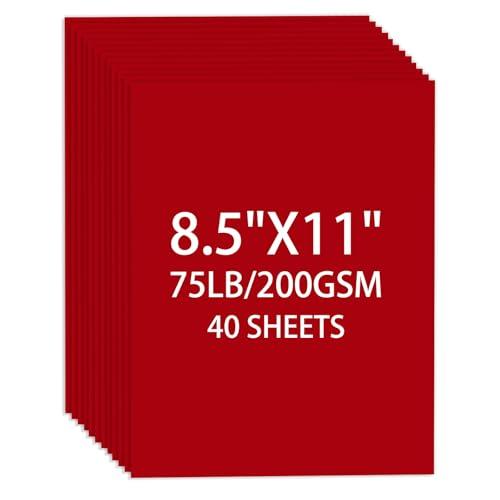 Cardstock 8.5 X 11, 40 Sheets Christmas Red Card Stock, 75lb/ 200gsm Copy Paper, Cardstock Printer Paper for Art, Drawing, Invitations, DIY Cards, Craft, Construction, School & Office Supplie