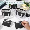Yeaqee 50 Pcs Mini Metallic Paper Gift Bags with Handle 4x4.75x2.2'' Small Gift Bag DIY Tag Thank You Party Favor for Mother's Day Wedding Graduation Baby Shower Birthday Jewelry (Black,White)