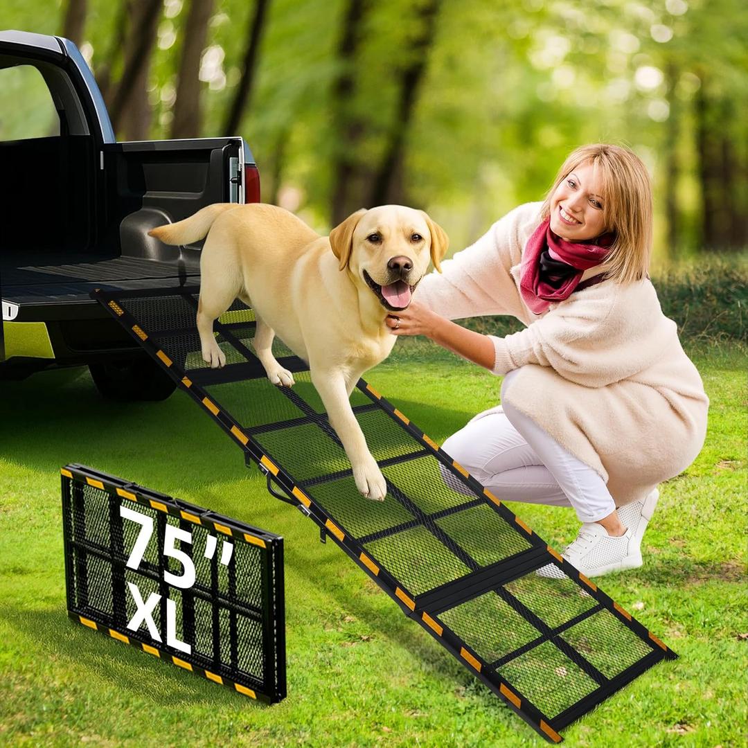 Dog Ramp for Car & Truck & SUV & Stairs - Joint-Friendly, Anti-Slip, Gentle SlopeExtra Wide & Stable, Up to 200 lbs