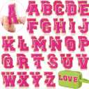 WILLBOND 52 Pcs Chenille Letter Patches A-Z, Self Adhesive Alphabet Patches for Clothes, Bags, Hats DIY, Name Craft & Personalized Best Mom Groovy Wedding Gifts(Rose Red,2.2 Inch)