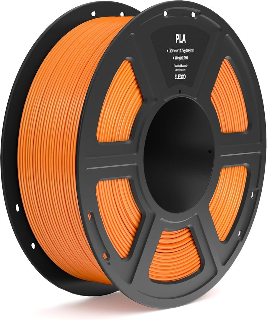 ELEGOO PLA Filament 1.75mm Orange 1KG, 3D Printer Filament Dimensional Accuracy +/- 0.02mm, 1kg Spool(2.2lbs) Fit Most FDM 3D Printers