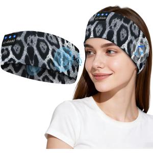 LC-dolida Sleep Headphones Bluetooth, Headband Headphones Earphones Wireless, Sleep Mask for Sleeping, Sports, Gifts, Workout, Jogging, Yoga,Insomnia, Air Travel, Meditation (Leopard Print)