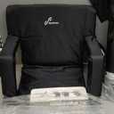 Sportneer Stadium Seats with Back Support: 2.5'' Thick Comfy Cushion 6 Adjustable Angle Bleacher Seat with Armrest - 2 Large Pockets, 2 Cup Holders Stadium Chair for Sport Events Concerts Parks (Black, 2 Pack)