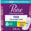 Poise Incontinence Pads & Postpartum Incontinence Pads, 3 Drop Light Absorbency, Long Length 24 Pack