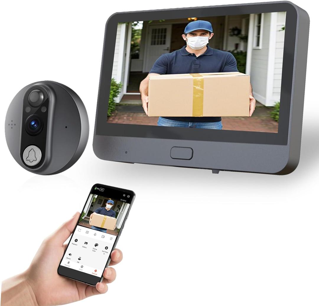WiFi Video Doorbell for Apartment,Peephole Camera with 4.3" LCD Display,1080P, 120 Wide Angle, Night Vision,Motion Detection,2-Way Audio,Digital Peephole veiwer,Smart Life App Compatible