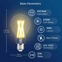 FLSNT 100W Equivalent Dimmable A21 LED Light Bulbs, Efficient 12W, 1600Lumens, 2700K Soft White, CRI90, E26 Medium Base, Clear Glass, 4 Pack