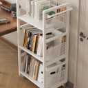 UMDONX Book Cart Heavy Duty Double-Sided with Silent Wheels & 3 Magnetic Book Supports Rolling Bookshelf Library Book Truck for Home, Office, or School