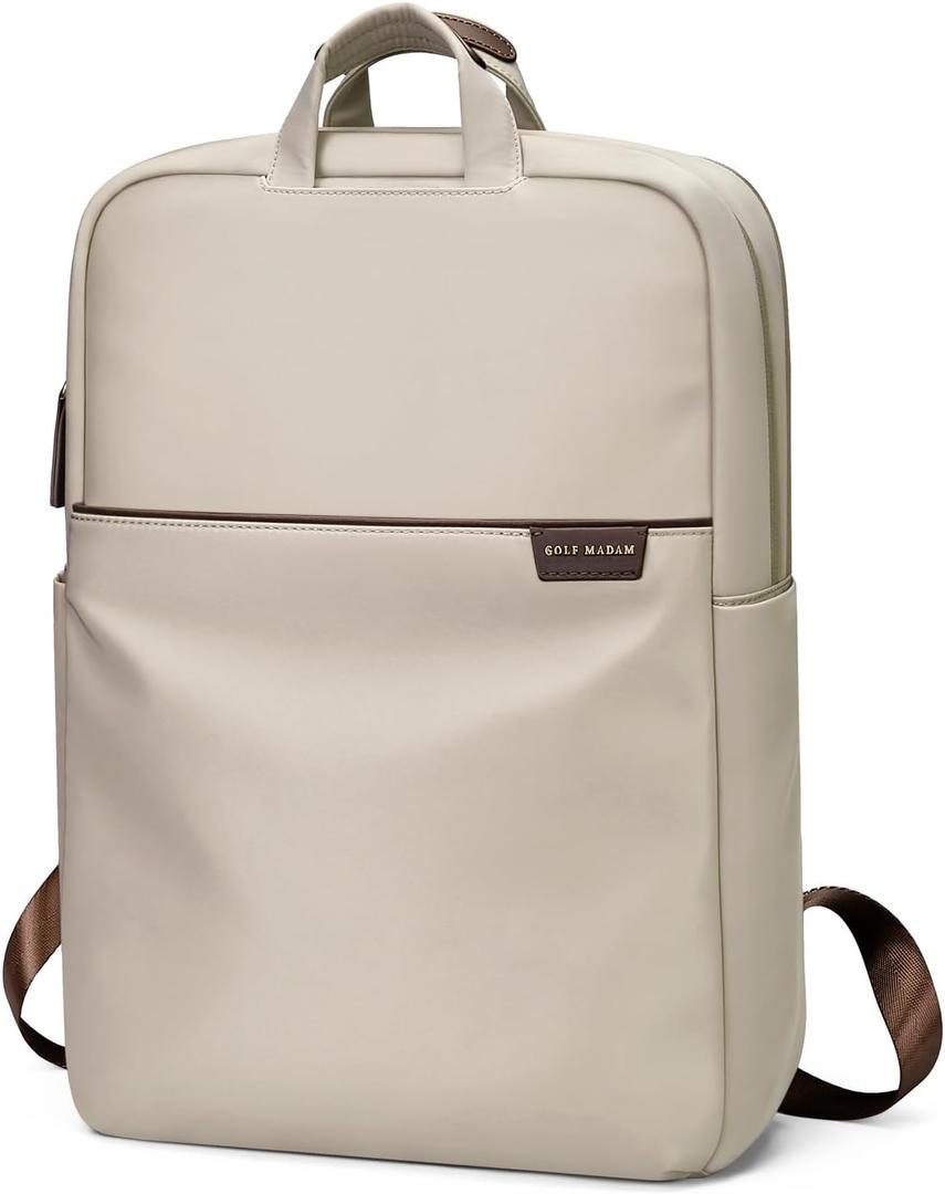 GOLF SUPAGS Travel Laptop Backpack for Women Anti Theft Slim Durable College Bookbag Business Computer Bag Fit 13.3Inch Notebook (Apricot, 13.3Inch)