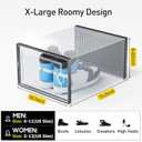 Kuject Activated Charcoal Shoe Organizer, 12 Pack XL Clear Plastic Stackable Shoe Storage Boxes, Sneaker Organizer Display Containers, Dustproof Shoe Case & Organization for Closet, Entryway, Black