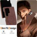 SOKAD Leather Case for Samsung Galaxy S25 Ultra Compatible with Magsafe, Vintage Elegant Design for Men Women, Thin Slim Half-Wrap Anti-Slip Protective Phone Case for Galaxy S25 Ultra, Brown