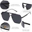 SOJOS Retro Oversized Square Polarized Sunglasses for Women Men Vintage Shades Classic Large Metal Sun Glasses (Shiny Black)