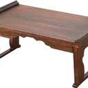 Japanese Floor Table, Small Coffee & Tea Table, Altar for Meditation, Low Table for Sitting on Floor, Wood Bed Tray With Foldable Legs, Laptop Desk, 19.7x11.8x9.1