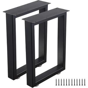 ALLCOS Bench Legs 16 Inch Metal Coffee Table Legs Heavy Duty Furniture Desk Chair Legs, Set of 2, Black
