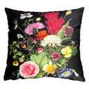 Vintage Floral Oil Painting Throw Pillow Covers 18x18 Inch, Double Sided Black Background Botanical Flower Cushion Case with Invisible Zipper Farmhouse Home Decor for Sofa Living Room Couch Bed