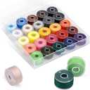 UzecPk 25pcs Assorted Colors Sewing Thread, Embroidery Bobbins, Prewound Bobbins Thread for Embroidery and Sewing Machines, 50 Yards Size A SA156 Spool of Thread Kit DIY and Home