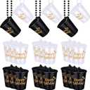 Sureio 24 Pack Shot Glass Necklaces Cups Bulk Birthday Shot Glass on Beaded Plastic Necklace for Happy Wedding Festival Parade Birthday Party Favor Anniversary Supplies(Black, White)