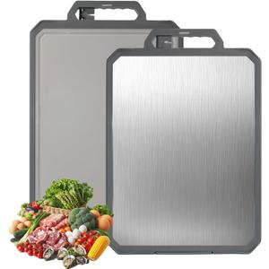 Stainless Steel Cutting Board for Kitchen, 2-in-1 Double Sided 304 Stainless Steel & Food-Grade PP for Chopping Meat/Vegetables, Non-Toxic, Easy to Clean Chopping Board, Kitchen Gifts 11.7"×15.7",1PCS Stainless Steel Cutting Board for Kitchen, 2-in-1 Double Sided 304 Stainless Steel & Food-Grade PP for Chopping Meat/Vegetables, Non-Toxic, Easy to Clean Chopping Board, Kitchen Gifts 11.7"×15.7",1PCS