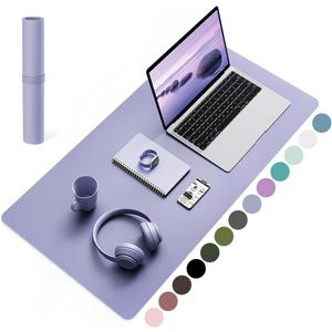 YSAGi Non-Slip Leather Desk Pad, Waterproof Laptop Computer Desk Keyboard Mat, Table Protector Blotter Mat, Large Mouse Pad for Office/Work/Home/Decor(Lavender, 31.5" x 15.7")