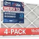 BNX TruFilter 16x25x2 Air Filter MERV 13 (4-Pack) - MADE IN USA - Electrostatic Pleated Air Conditioner HVAC AC Furnace Filters for Allergies, Pollen, Mold, Bacteria, Smoke, Allergen, MPR 1900 FPR 10