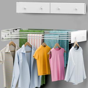 Foldable Wall Mounted Drying Rack 28 inch - Easy to Install Hanging Rack for Laundry Room - Space Saving Design with 55-lb Capacity - Perfect Drying Racks for Clothes Towels & More