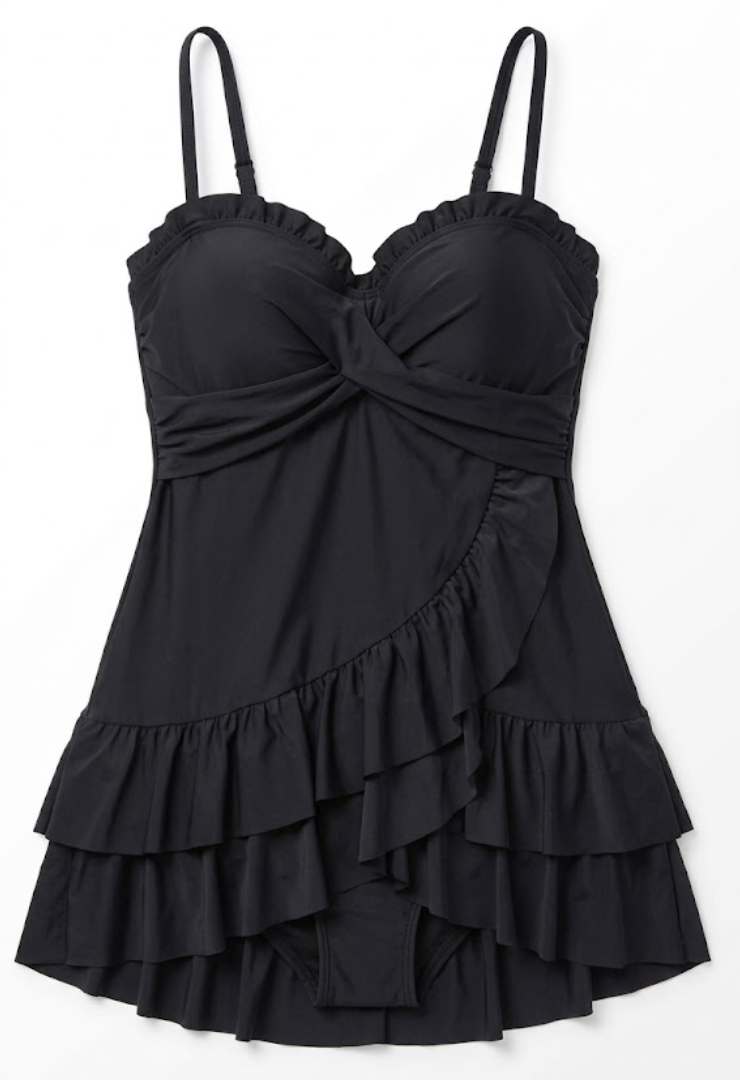 Charmo Plus Size Swimsuit for Women Swim Dress Scalloped One Piece Tummy Control Bathing Suit Ruched Swim Suits 2026 Size L