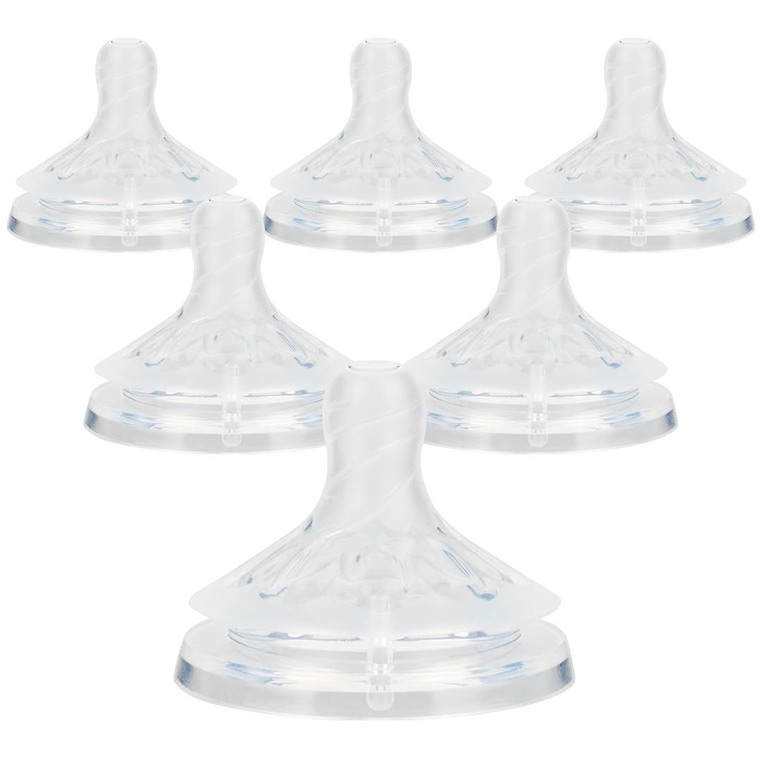 Silicone Bottle Nipples for Philips Avent Natural Baby Bottles,Size 5 Nipple,6m+,Flast Flow, 6 Count