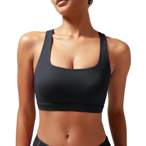 RUNNING GIRL Sports Bras for Women, Molded Cup High Impact Sports Bra Workout Bras for Women High Support Racerback (Black, M)