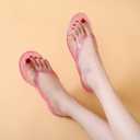 2 x Women Flip Flops Jelly Shoes Thong Sandals Flat Slides Clear Jellies Pool Slippers Bathroom Summer Beach Size 8 Ladies Non Slip Dress Comfortable Quick Drying Soft (Pink)