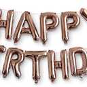 HOUSE OF PARTY Happy Birthday Balloon - 16 inch | Rose Gold Mylar Capital Foil Birthday Balloons Banner, Rose Gold Party Decorations for Men, Women