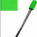 100 Pack Marking Flags 4-Inch by 5-Inch Stake Flags with 16-Inch Wire Staffs (Green)