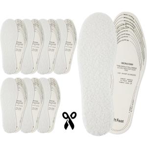 Handepo 10 Pairs Wool Shoe Insoles for Weather Cold Cut to Size Sheepskin Insoles Women Fluffy Wool Fleece Insole Unisex All Size Cozy Inner Warm with Dimension Chart Imitation Wools Insole