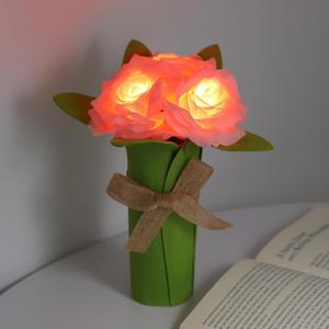 LED Pink Rose Lamp Mothers Day Gifts for Mom Womens, for Mom Wife Friends Her Christmas Anniversary Birthday Gifts, Perfect Ideal for Bedroom Ambiance Charming Gifts (Rose-Pink)