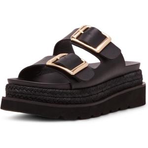 Doeyg Platform Sandals for Women Summer Beach Raffia Slide Sandals Comfortable Casual Woven Straw Sandal with Buckle, 7