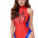 Women's One-Piece High Waist Lingerie Superhero Anime Cosplay Costume Bodysuit Sexy Party Leotard, M