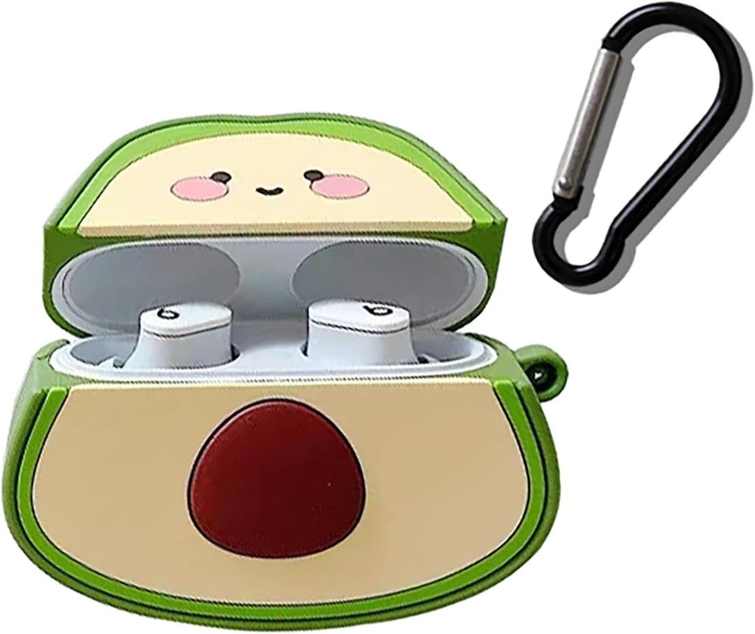 Compatible with Beats Studio Buds Case, 3D Cute Cartoons Anime Full Body Protective Cover with Keychain, PVC Earphone Protective Case for Beats Studio Buds Charging Box Covers (Avocado)