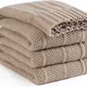 Carriediosa Knit Throw Blanket for Couch 60" X 80" Twin, Soft Cozy Stripe Pattern Cable Knitted Throws Fall Fluffy Textured Solid Home Decor Blankets Couch Cover for Bed Sofa, Taupe