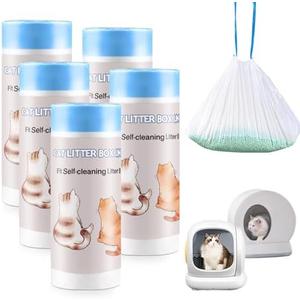 Joddguu 100 Pack Cat Litter Box Liners Compatible With MW-SC01/MW-SC02/MW-LR01 Automatic Cat Litter Box, Drawstring Heavy Duty Kitty Litter Receptacles Bags For Self-Cleaning Litter Box, 18" x 12.6"