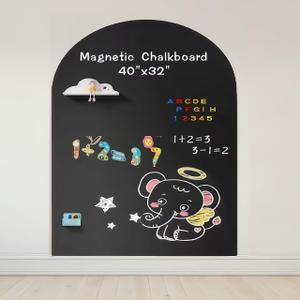 Magnetic Wall Decal Arch Set for Kids, 2025 New 40" x 32" Chalkboard for Magnetic Wall Decal Drawing Learning for Kids Playroom (Black)