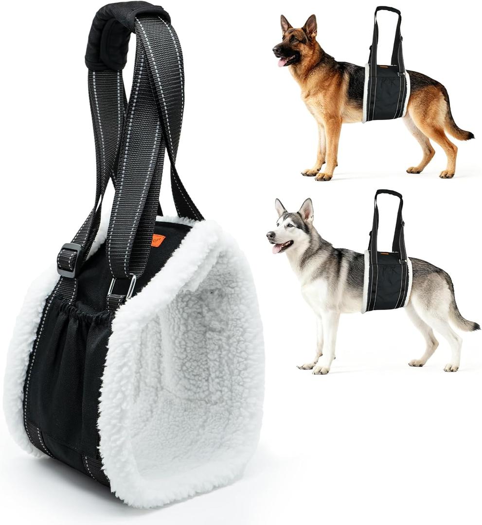 LumoLeaf Dog Lift Harness Sling for Back Legs, Adjustable Rear Leg Support & Mobility Aid, Hip Support for Senior/Disabled Dogs, Soft Fleece Lining, Padded Handles, for CCL/ACL Surgery (Black, Large)