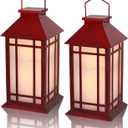 Taman Christmas Lantern, 2 Pack Hanging Lights LED Flickering Lights Battery Operate Decorative Outdoor Lighting Waterproof Umbrella Lights for Christmas Patio Garden, Table,Party Decor