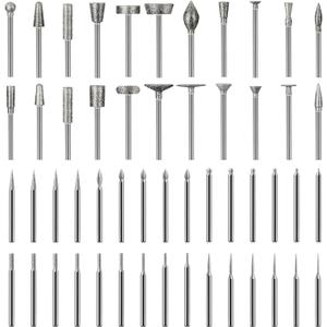 Set of 52 Diamond Grinding Bit Polishing Kit Compatible with Dremel, Stone Carving Set Diamond Bits 1/8" (3mm) Shank Accessories for Stone Glass Ceramics Carving, Polishing, Grinding