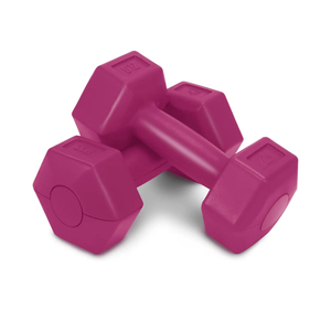 RBX 4lb Pair Hex Dumbbells, 2lb Each, Hex Shape for Stability, Compact for Easy Portability, Dumbbell Set for Strength Training, Cardio, Walking, and More, All Fitness Levels (Raspberry), Set of 2