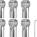 uxcell 6Pcs 180 Degree Structural Pipe Connectors 2 Way End Rails Clamp with Wrench Stainless Steel Corner Pipe Fittings for DIY Shelf Garden Support 1"/1.1" Fit Pipe Dia, Silvery