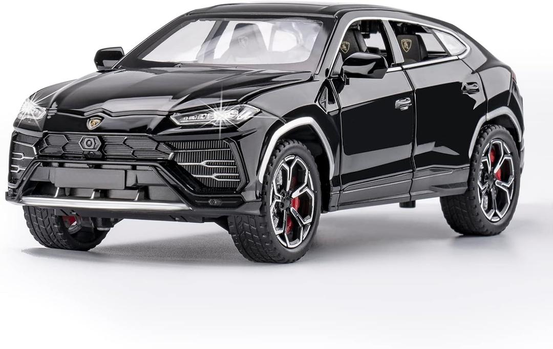 SASBSC Toy Cars for Boys 3+ Years Car Toys for 3 4 5 6 7 8 Year Old Boy Cars for Kids Ages 3-8 1:24 Diecast Metal Car with Light and Sound Christmas Birthday Gifts(Black, 1:24)